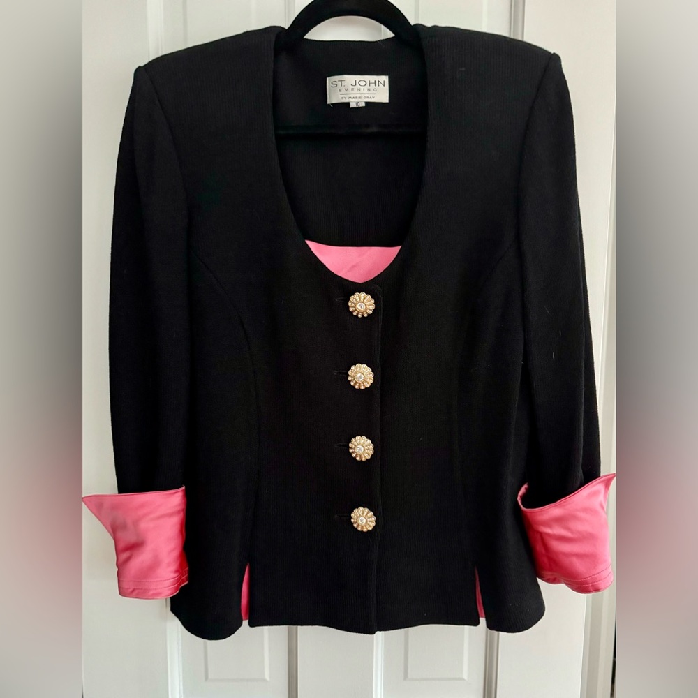 Vintage St. John Evening Rhinestone Button Jacket, Size 10